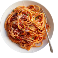 piatto pasta amatriciana del bar tavola calda Geda caffè